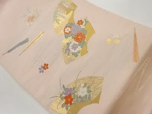地紙に菊・藤・扇模様織出し名古屋帯